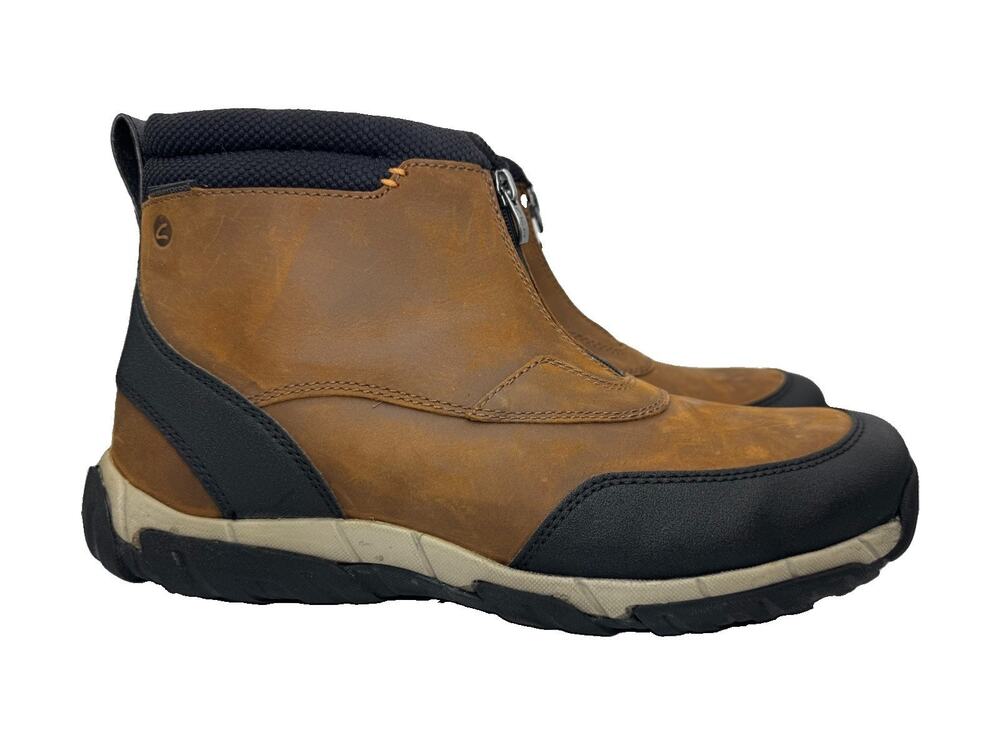 Mens 11.5 Clarks Grove Zip II Boots Brown Leather Waterproof Ankle Tan Black